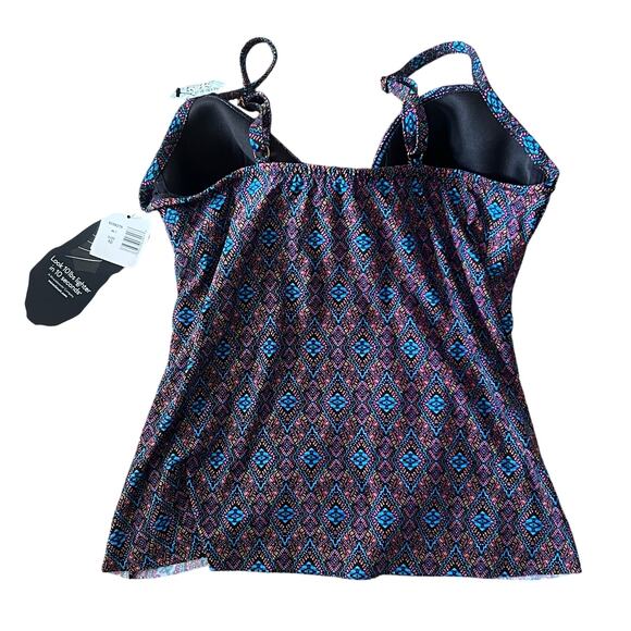 NWT Miraclesuit Allura Swim Tankini Top in Romani Size 10 Multicolor Geometric - Picture 3 of 8
